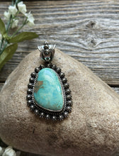 Load image into Gallery viewer, Navajo Native American Sterling Silver Turquoise Pendant H Happy Piasso Gift