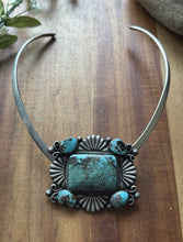Load image into Gallery viewer, Native American Sterling Silver Turquoise Cluster Pendant Necklace TJ