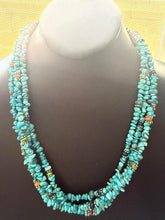 Load image into Gallery viewer, Sterling silver blue turquoise bead necklace 24 inch