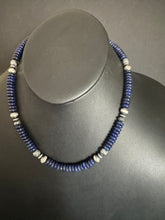 Load image into Gallery viewer, Sterling silver lapis bead necklace 18 inch
