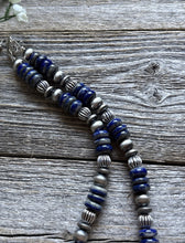 Load image into Gallery viewer, Southwestern 925 Sterling Silver Lapis Pearls Bead Necklace 18 Inch