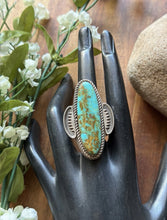 Load image into Gallery viewer, Native American Sterling Silver Blue Turquoise Ring Size 9 CL