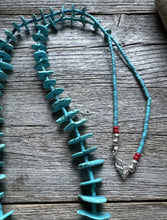 Load image into Gallery viewer, Vintage Native American Sterling Silver Blue Magnesite Bead Necklace 32 Inch