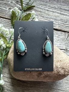 Navajo Native American Sterling Silver Turquoise Earrings KY
