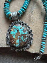 Load image into Gallery viewer, Navajo sterling silver turquoise pendant necklace etta Endito