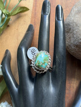 Load image into Gallery viewer, Native American Sterling Silver Sonoran Gold Turquoise Ring. Size 10 Adjustable