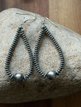 Load image into Gallery viewer, Southwestern Sterling Silver Flat Saucer Pearls Bead Loop Earrings 2.5 Inch