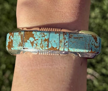 Load image into Gallery viewer, Navajo Native Sterling Silver Number 8 Turquoise Inlay Cuff Bracelet Steve F