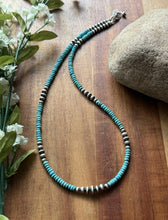 Load image into Gallery viewer, Southwestern Sterling Silver 4mm Blue Turquoise Pearls Bead Necklace 18 inch