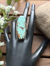 Load image into Gallery viewer, Navajo Native Sterling Silver Number 8 Turquoise Adjustable Ring Leslie Nez Gift