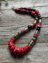Load image into Gallery viewer, Tommy &amp; Rosita Singer T R Sterling Silver Multi Stone Red Coral Bead Necklace 20