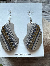 Load image into Gallery viewer, T and R Singer Native American Sterling Silver Gold Filled Earrings. 2.25 Inch