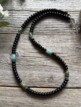 Load image into Gallery viewer, Sterling Silver Black Onyx Turquoise Bead Necklace. 18 Inch Gift