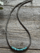 Load image into Gallery viewer, Blue Turquoise 4mm Sterling Silver Pearls Choker Bead Necklace. 16 Inch. Gift