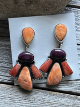 Load image into Gallery viewer, Navajo 925 Sterling Silver Multi Stone Cluster Earrings Marcella James