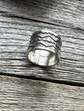 Load image into Gallery viewer, Sunshine Reeves 925 Sterling Silver Stamped Ring. Navajo Size 9.5 Handmade