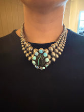 Load image into Gallery viewer, Navajo sterling silver golden hills/ blk jack turquoise choker necklace 22 inch