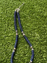 Load image into Gallery viewer, Sterling silver lapis bead necklace 18 inch
