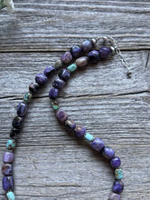 Load image into Gallery viewer, Sterling Silver Charoite Turquoise Bead Necklace. 18 Inch