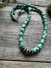Load image into Gallery viewer, Mens Unisex Sterling Silver Bone Turquoise Bead Necklace. 18 inch. Gift
