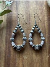 Load image into Gallery viewer, Pink Rhodochrosite Sterling Silver Pearls Bead Earrings 2.75 Inch