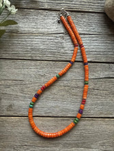 Load image into Gallery viewer, Sterling Silver Orange Bamboo Coral Multi Stone Bead Necklace. 18 Inch Gift