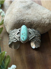 Load image into Gallery viewer, Navajo Native American Sterling Silver Turquoise Cuff Bracelet Maloney