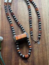 Load image into Gallery viewer, Native American Sterling Silver Spiny Oyster Pearls Jackla Bead Necklace