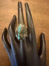 Load image into Gallery viewer, Navajo sterling silver  blk jack turquoise ring adjustable