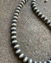Load image into Gallery viewer, 8mm 16 Inch 925 Sterling Silver Oxidized Pearls Bead Necklace Southwestern