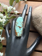 Load image into Gallery viewer, Navajo Native Sterling Silver Number 8 Turquoise Adjustable Ring Leslie Nez Gift