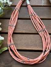 Load image into Gallery viewer, Sterling Silver Multi Strand Pink Coral W Pearls Bead Necklace 24 Inch