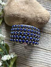 Load image into Gallery viewer, Native American Sterling Silver Lapis Cluster Cuff Bracelet H Happy Piasso