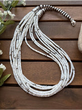 Load image into Gallery viewer, Sterling Silver Multi Strand MOP Mother Of Pearl Bead Necklace 26 inch
