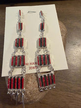 Load image into Gallery viewer, Navajo sterling silver coral earrings