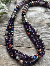 Load image into Gallery viewer, Tommy Rosita Singer T R Sterling Silver Multi Strand Purple Bead Necklace 28