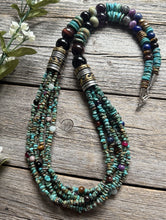 Load image into Gallery viewer, Tommy Rosita Singer T R Sterling Silver Multi Strand Turquoise Bead Necklace 30”