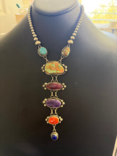 Load image into Gallery viewer, Navajo sterling silver multistone lariat necklace RY