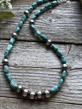 Load image into Gallery viewer, Sterling Silver Blue Turquoise W Pearls Bead Necklace 18 inch