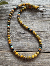 Load image into Gallery viewer, Bumblebee Jasper Multi Stone Color Sterling Silver Bead Necklace. 18 inch Gift