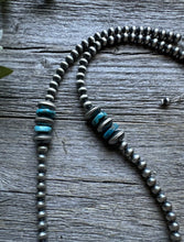 Load image into Gallery viewer, Sterling Silver Blue Turquoise W 5mm Pearls Bead Necklace. 18 inch