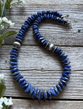 Load image into Gallery viewer, Sterling Silver Irregular Shape Lapis Bead Necklace. 18 inch