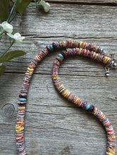 Load image into Gallery viewer, Sterling Silver Multi Color Stone Shell Spiny Turquoise Bead Necklace 18 inch