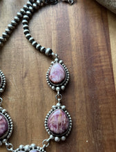Load image into Gallery viewer, Navajo Sterling Silver  Purple Spiny Oyster Lariat Pearls Bead Heart Necklace RY