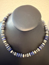 Load image into Gallery viewer, Sterling silver lapis bead necklace 18 inch