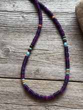 Load image into Gallery viewer, Dyed Sugilite Multi Stone Color Sterling Silver Bead Necklace. 18 inch Gift