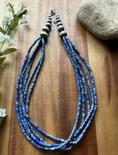 Load image into Gallery viewer, Sterling Silver Multi Strand Lapis Pearls Bead Necklace 23 inch Gift