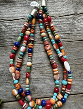 Load image into Gallery viewer, Sterling Silver Multi Strand Multi Stone Bead Necklace. 16 inch