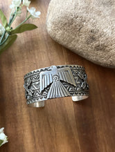 Load image into Gallery viewer, Tsosie White TO Sterling Silver Thunderbird Cuff Bracelet Navajo Gift