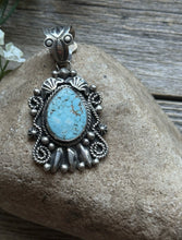 Load image into Gallery viewer, Navajo Sterling Silver Turquoise Pendant Geneva